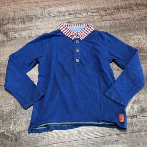 Baker by Ted Baker Blue Long Sleeve Shirt with Red Checkered Collar